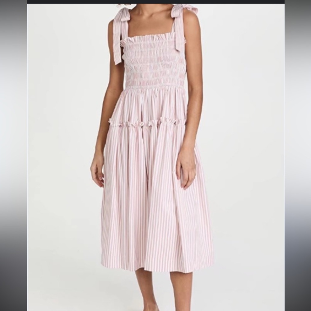 En Saison Pink Striped Midi Dress
